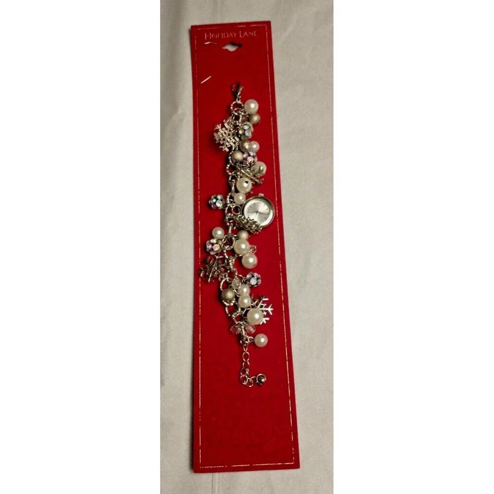 Macy's Charter Club Holiday Lane SNOWFLAKE CHARM SHAKY WATCH 18661 Christmas